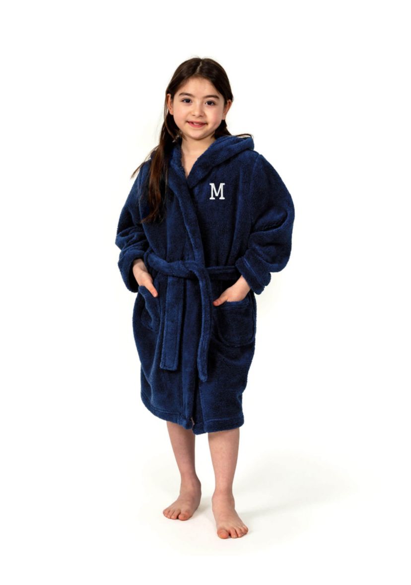 Girls 5-12 Navy Personalized Hooded Bathrobe