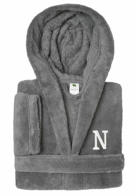 Linum Home Textiles Boys 5-12 Grey Personalized Hooded Bathrobe, Large
