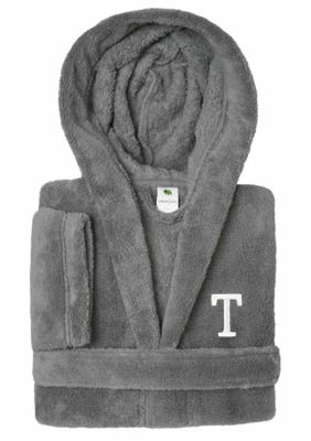 Linum Home Textiles Boys 5-12 Grey Personalized Hooded Bathrobe, Large