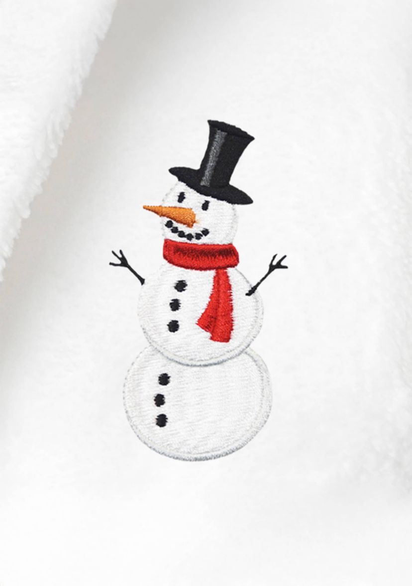 Boys 5-12 Hooded Bathrobe Embroidered with Snowman Design