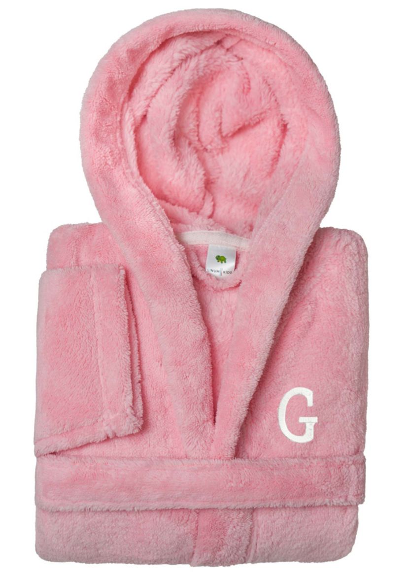 Girls 5-12 Pink Personalized Hooded Bathrobe