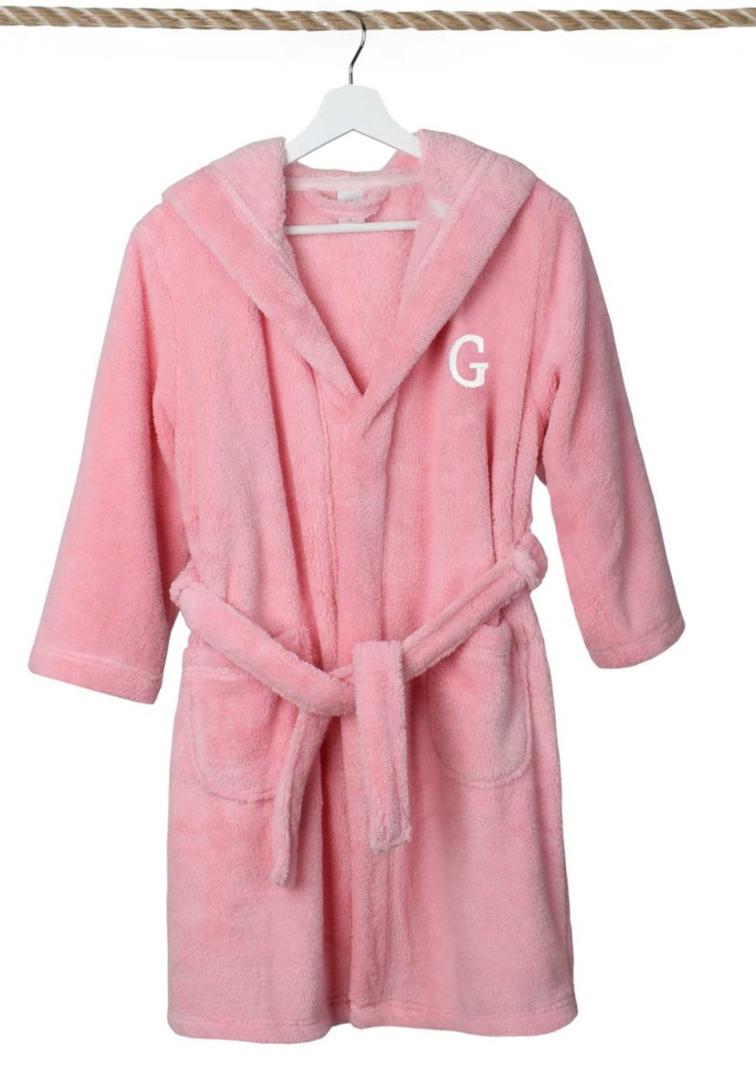 Girls 5-12 Pink Personalized Hooded Bathrobe