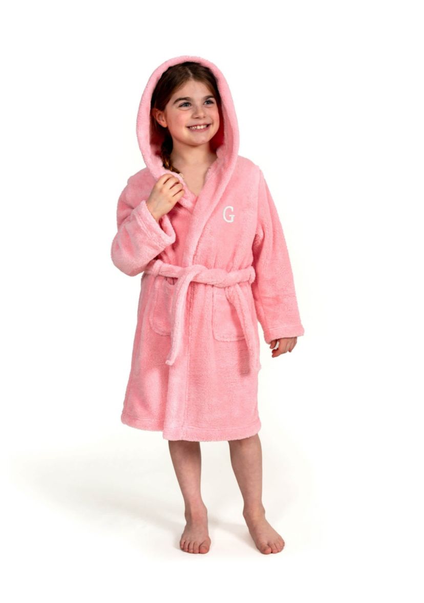 Girls 5-12 Pink Personalized Hooded Bathrobe