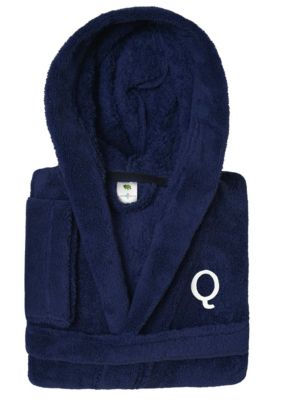 Linum Home Textiles Boys 5-12 Navy Personalized Hooded Bathrobe, Medium