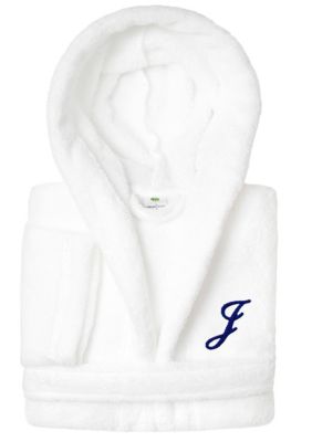 Linum Home Textiles Boys 5-12 White Personalized Hooded Bathrobe, Medium