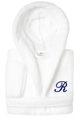 Linum Home Textiles Boys 5-12 White Personalized Hooded Bathrobe, Small
