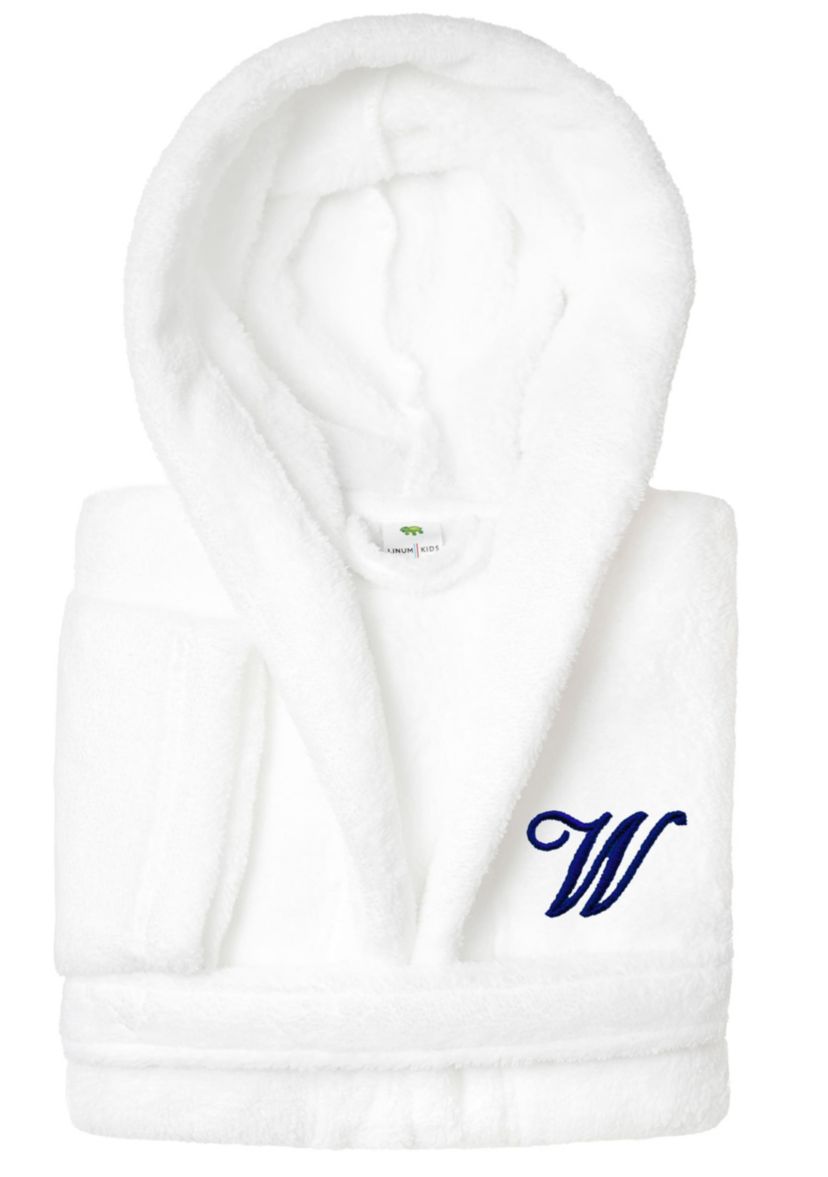 Boys 5-12 White Personalized Hooded Bathrobe