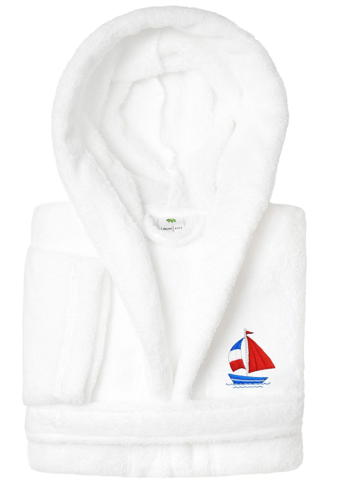 Boys 5-12 Hooded Bathrobe Embroidered with Boat Design