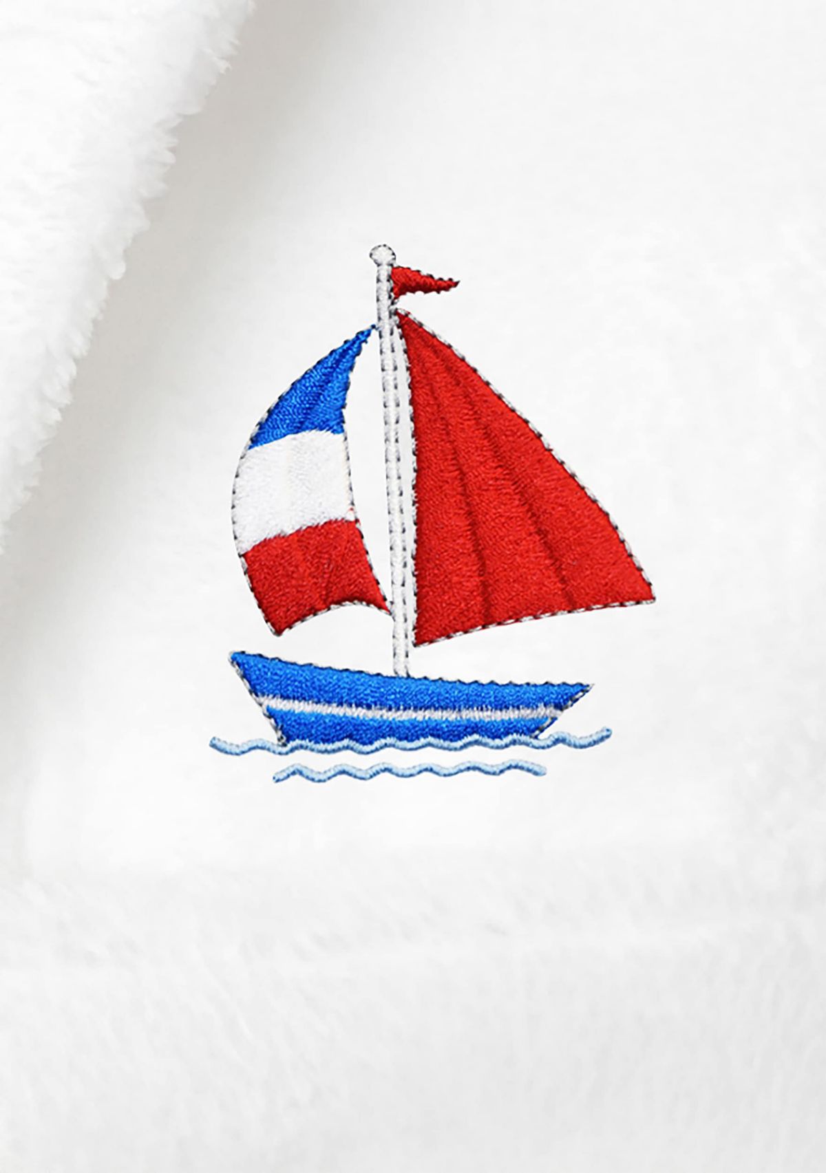 Boys 5-12 Hooded Bathrobe Embroidered with Boat Design