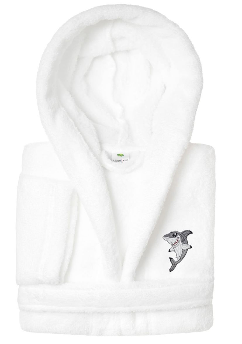 Boys 5-12 Hooded Bathrobe Embroidered with Shark Design