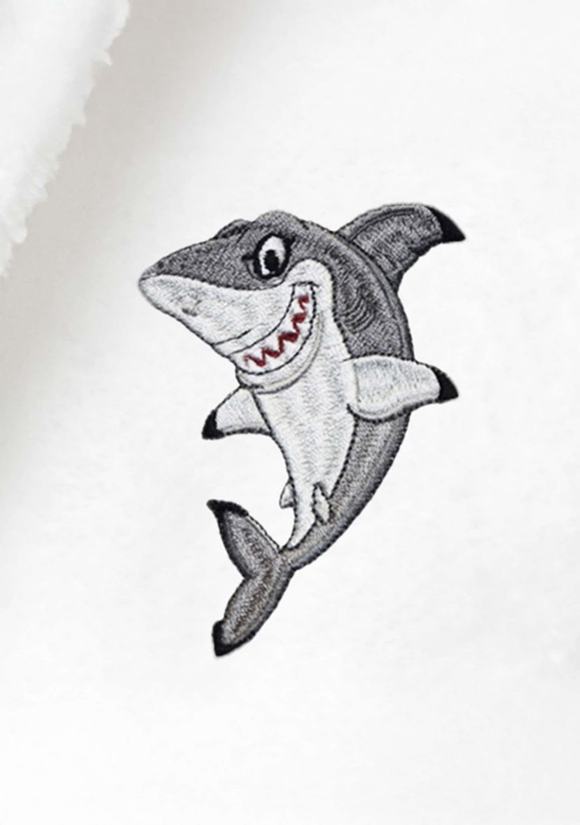 Boys 5-12 Hooded Bathrobe Embroidered with Shark Design
