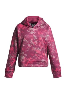 Under Armour Girls Armour Fleece Print Hoodie, Brown, Large
