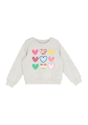 Crown & Ivy Girls 4-6x Crew Neck Heart Graphic Sweatshirt