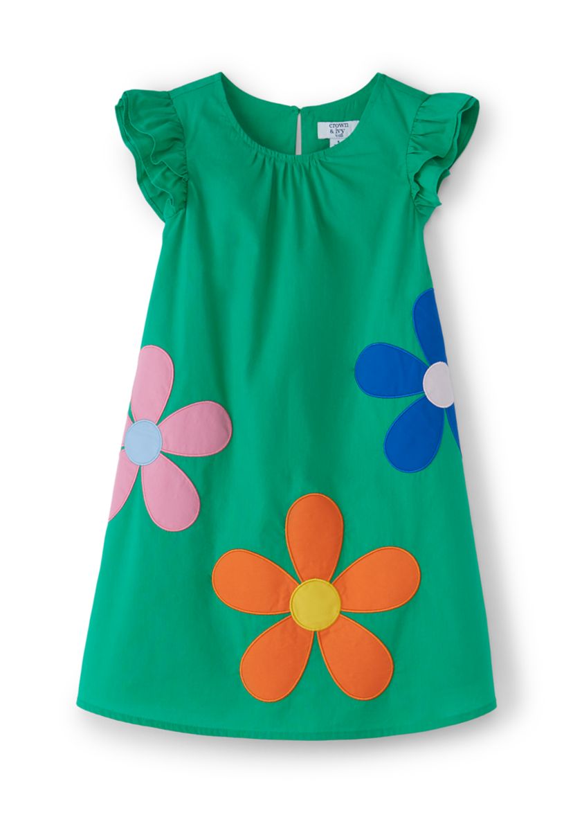 crown and ivy pink and green dress Crown & Ivy Girls 4-6x Flower Dress, Green, Cotton