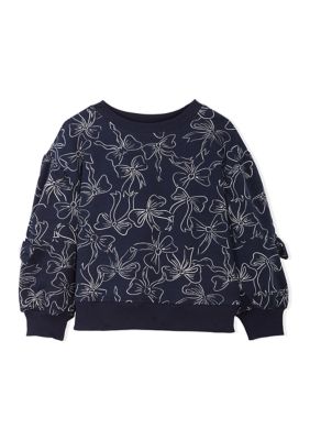 Crown & Ivy Girls 4-6x Bow Print Fleece Sweatshirt