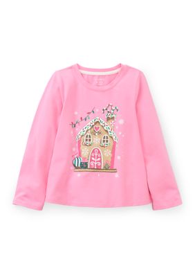 Crown & Ivy Girls 4-6x Gingerbread Graphic Long Sleeve Shirt