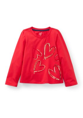 Crown & Ivy Girls 4-6x Heart Graphic Long Sleeve Shirt