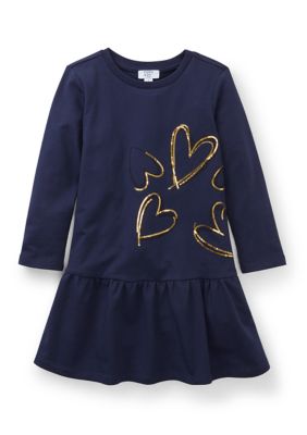 Crown & Ivy Girls 4-6x French Terry Heart Dress