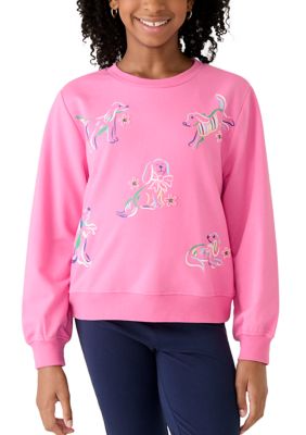 Crown & Ivy Girls 7-16 Dog Pullover