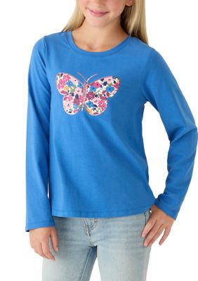 Crown & Ivy Girls 7-16 Floral Butterfly Graphic Shirt