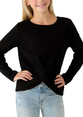 Crown & Ivy Girls 7-16 Twist Front Waffle Knit Top