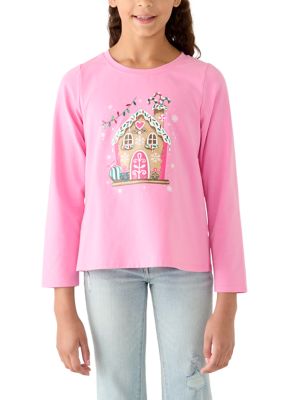 Crown & Ivy Girls 7-16 Gingerbread House Long Sleeve Shirt
