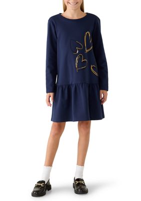 Crown & Ivy Girls 7-16 French Terry Heart Dress