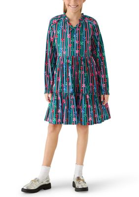 Crown & Ivy Girls 7-16 Long Sleeve Woven Bow Dress