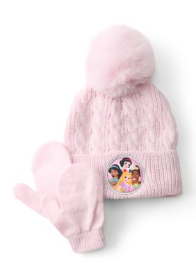 Disney Toddler Girls Princess Hat and Gloves Set, Pink