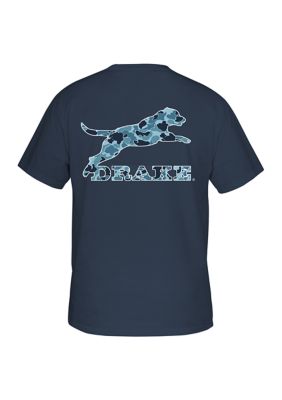 Drake Waterfowl Boys 8-20 Youth Leaping Lab Old School T-Shirt, Medium