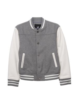 Kids X RAY Boy's Wool Varsity Bomber Jacket With Grainy PU Sleevees, XS