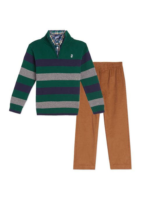 IZOD Boys 4-7 Stripe 1/4 Zip Sweater Set