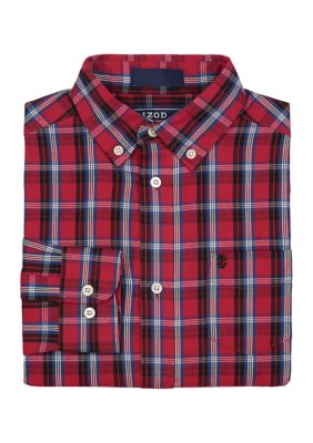 Gerber Kids Infant & Toddler Boys Blue Plaid Woven Plaid Shirt - 2T