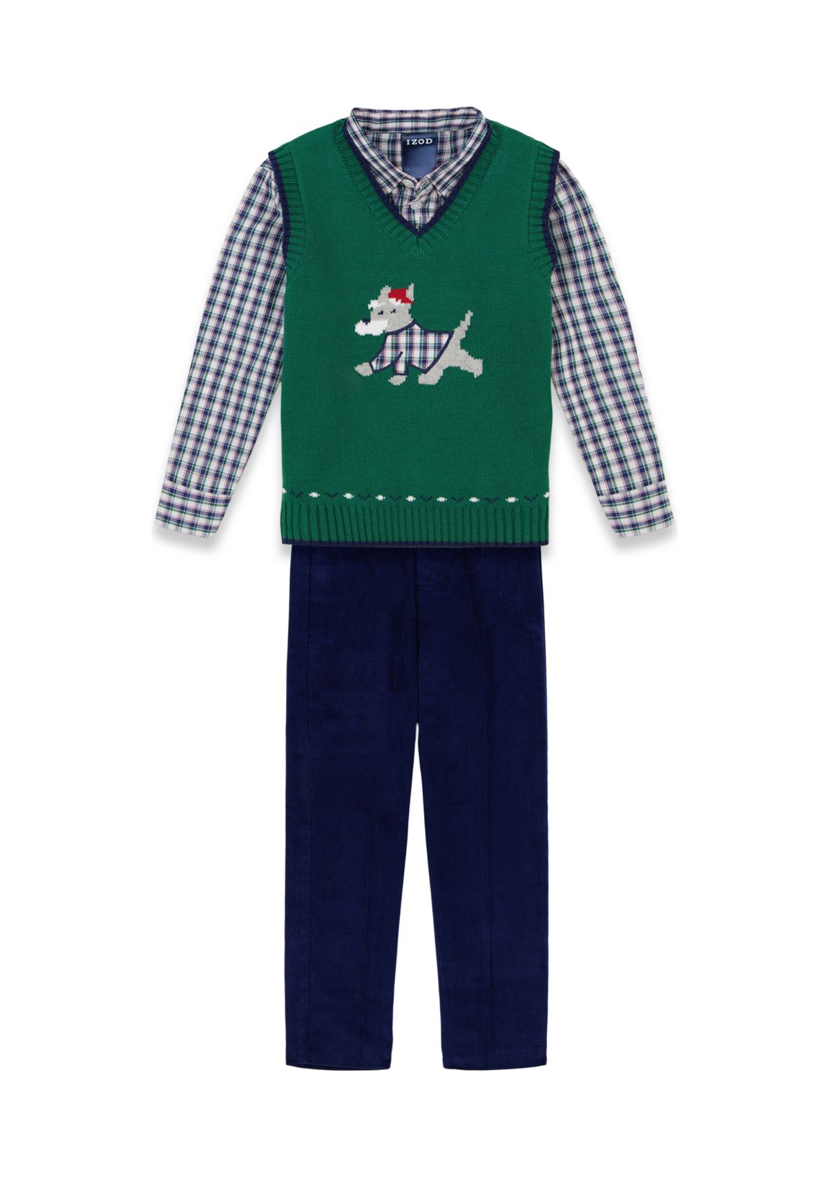 Boys 4-7 Holiday Dog Corduroy Sweater Vest Set