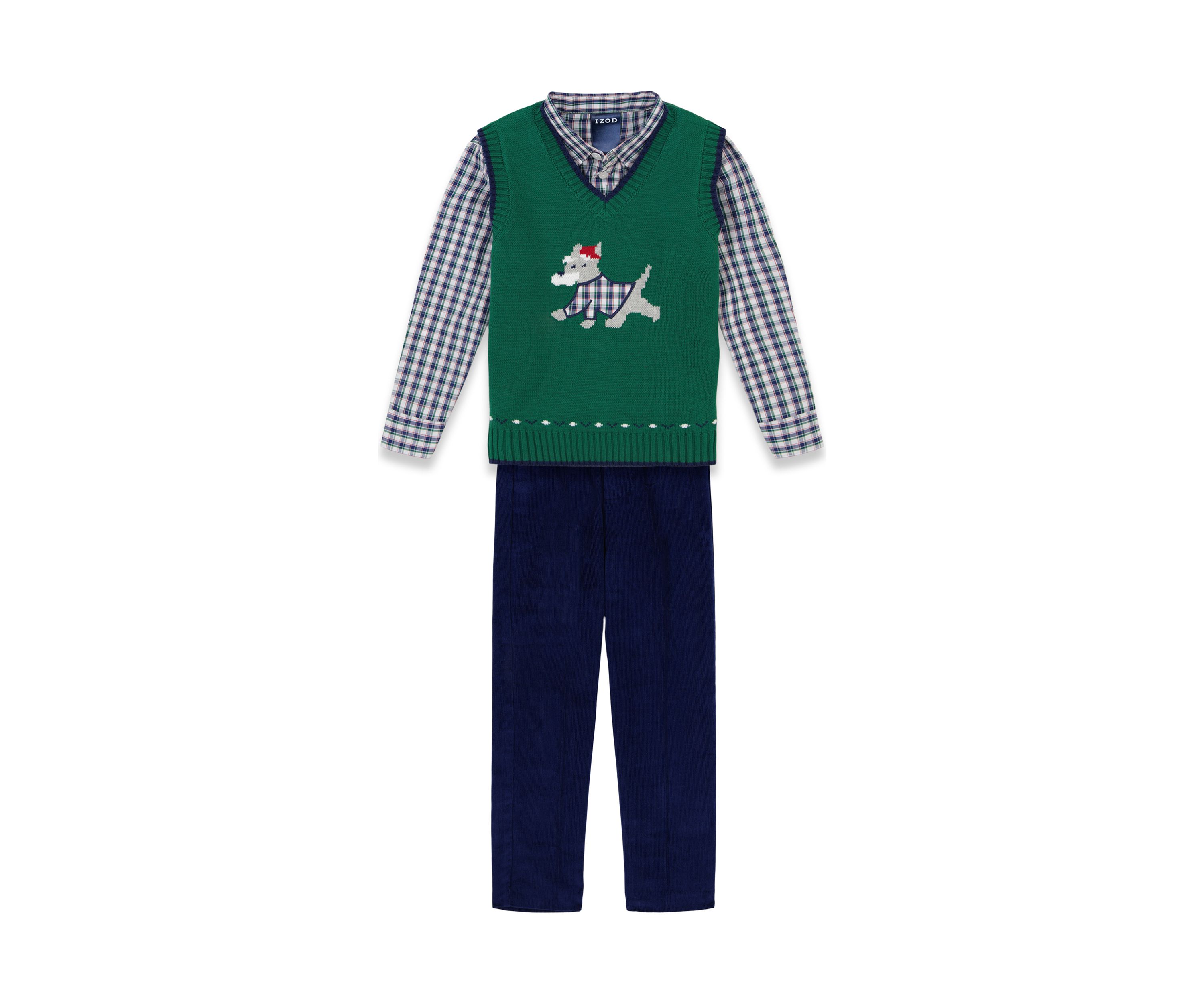 Boys 4-7 Holiday Dog Corduroy Sweater Vest Set
