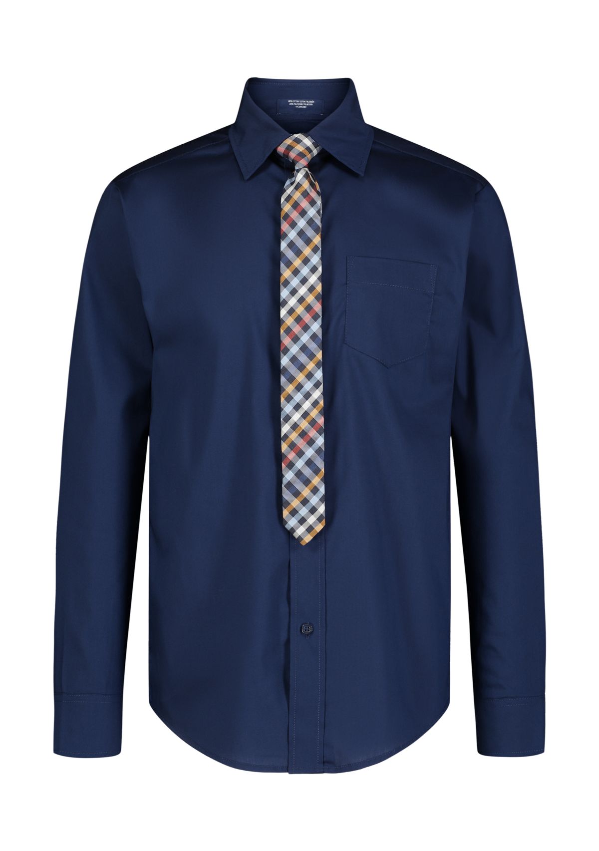 Boys 8-20 Solid Stretch Dress Shirt with tie