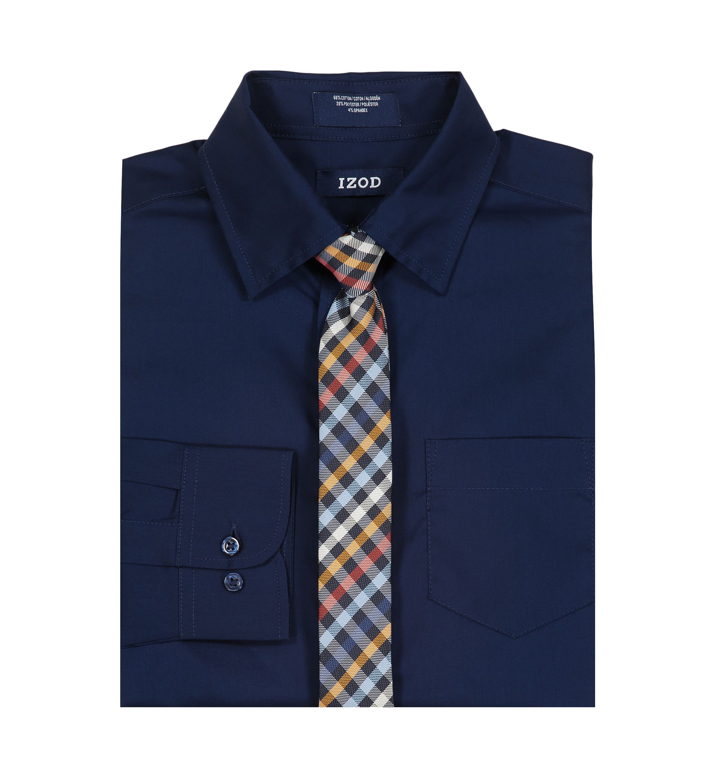 Boys 8-20 Solid Stretch Dress Shirt with tie