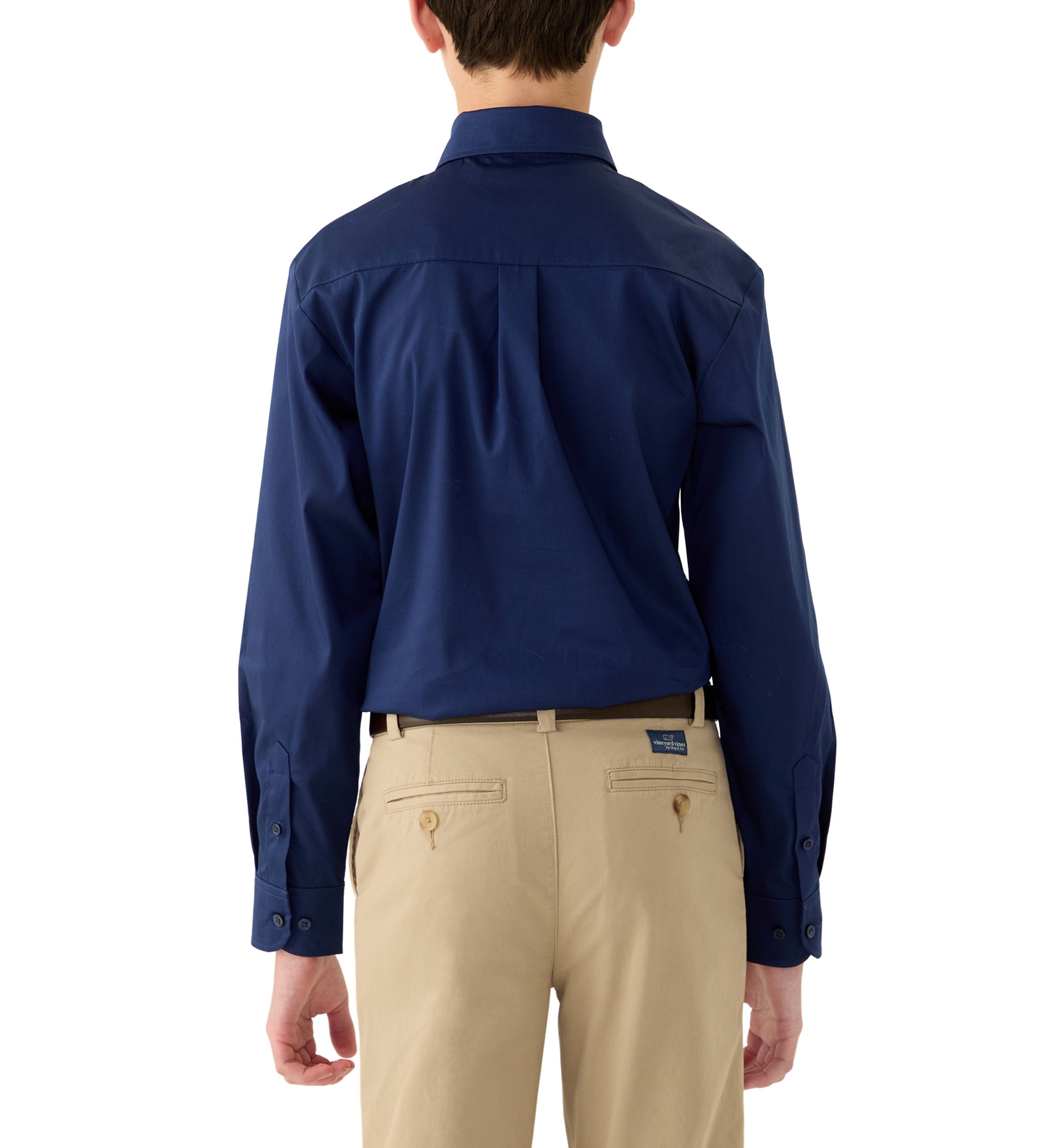 Boys 8-20 Long Sleeve Stretch Solid Poplin Shirt and Tie