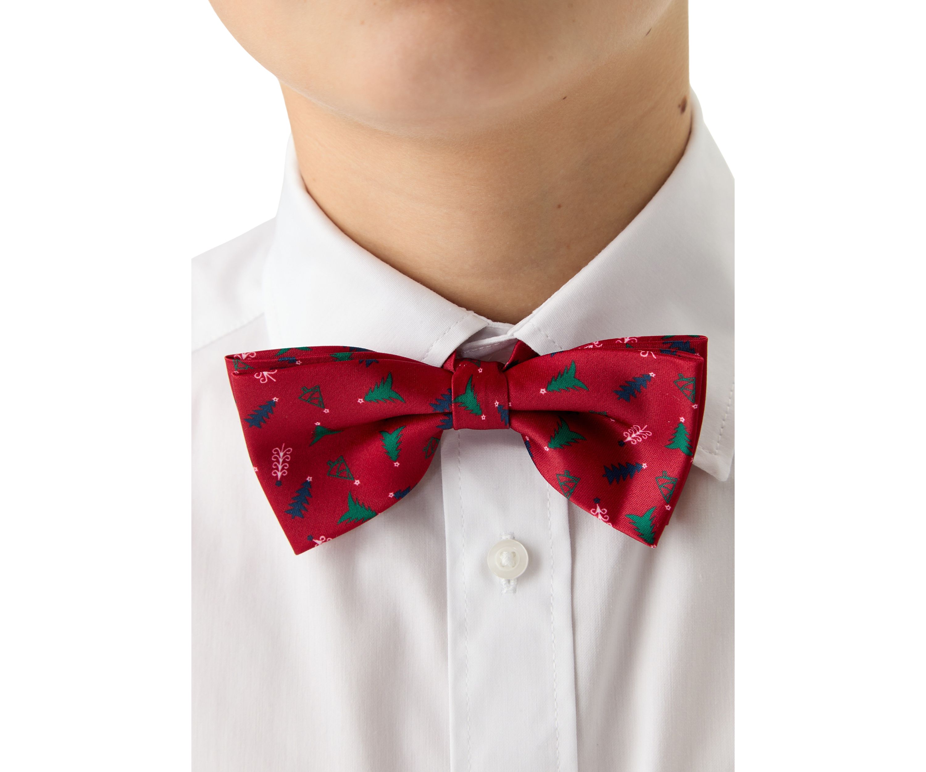Boys 8-20 Long Sleeve Stretch Solid Poplin Shirt & Bowtie