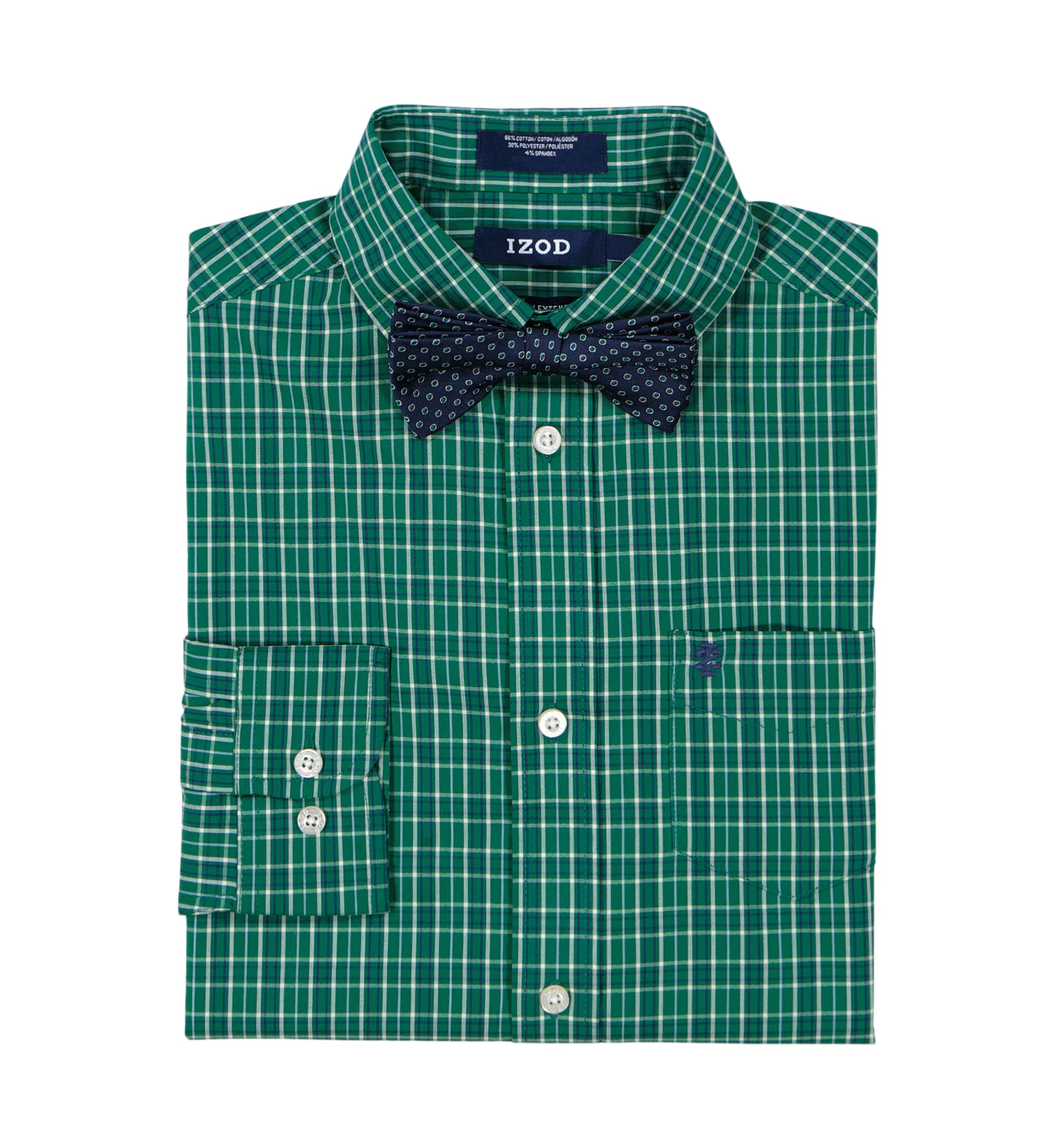 Boys 8-20 Long Sleeve Stretch Belfast Plaid Shirt & Bow Tie Set 