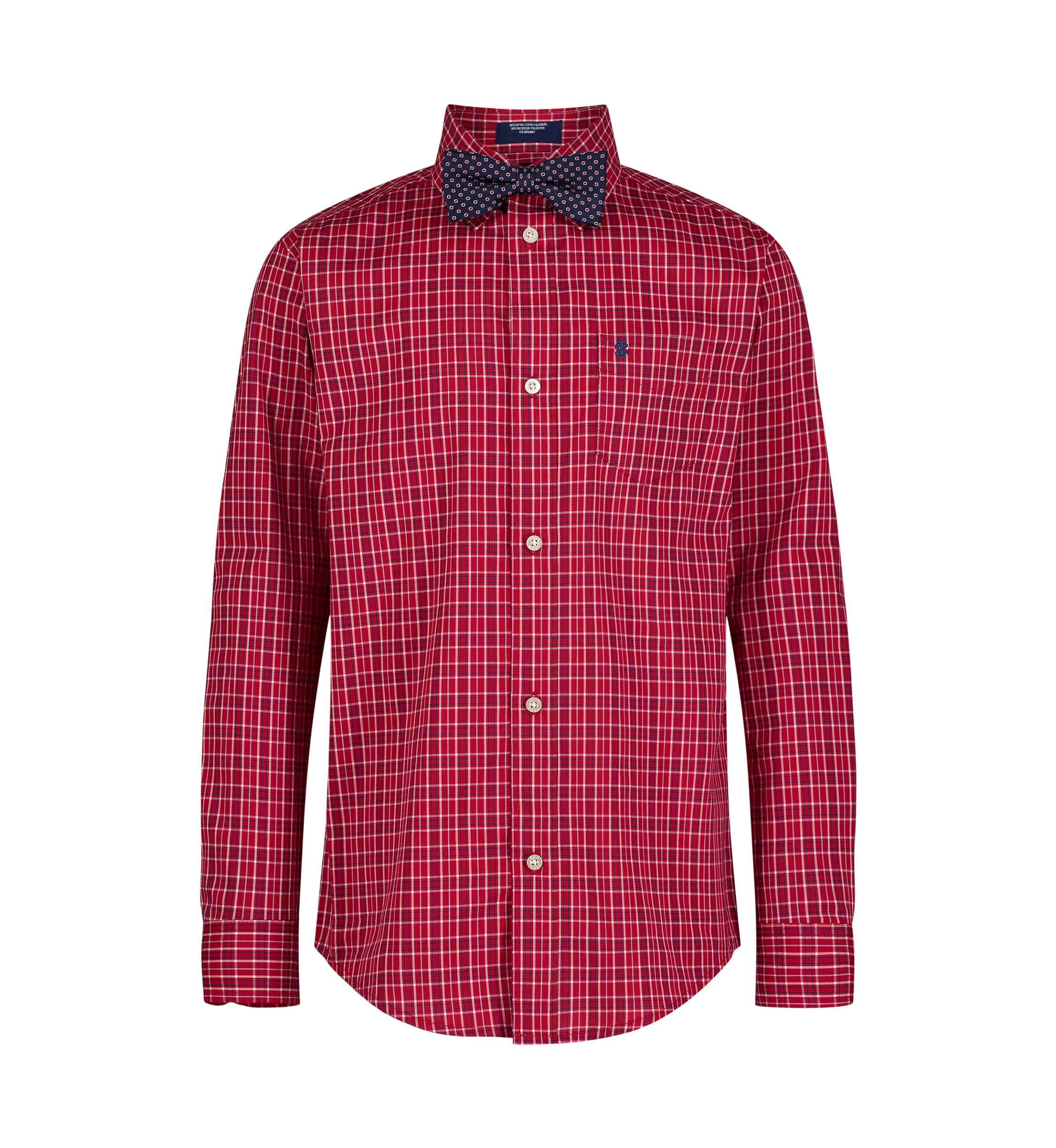 Boys 8-20 Long Sleeve Stretch Belfast Plaid Shirt & Bow Tie Set 
