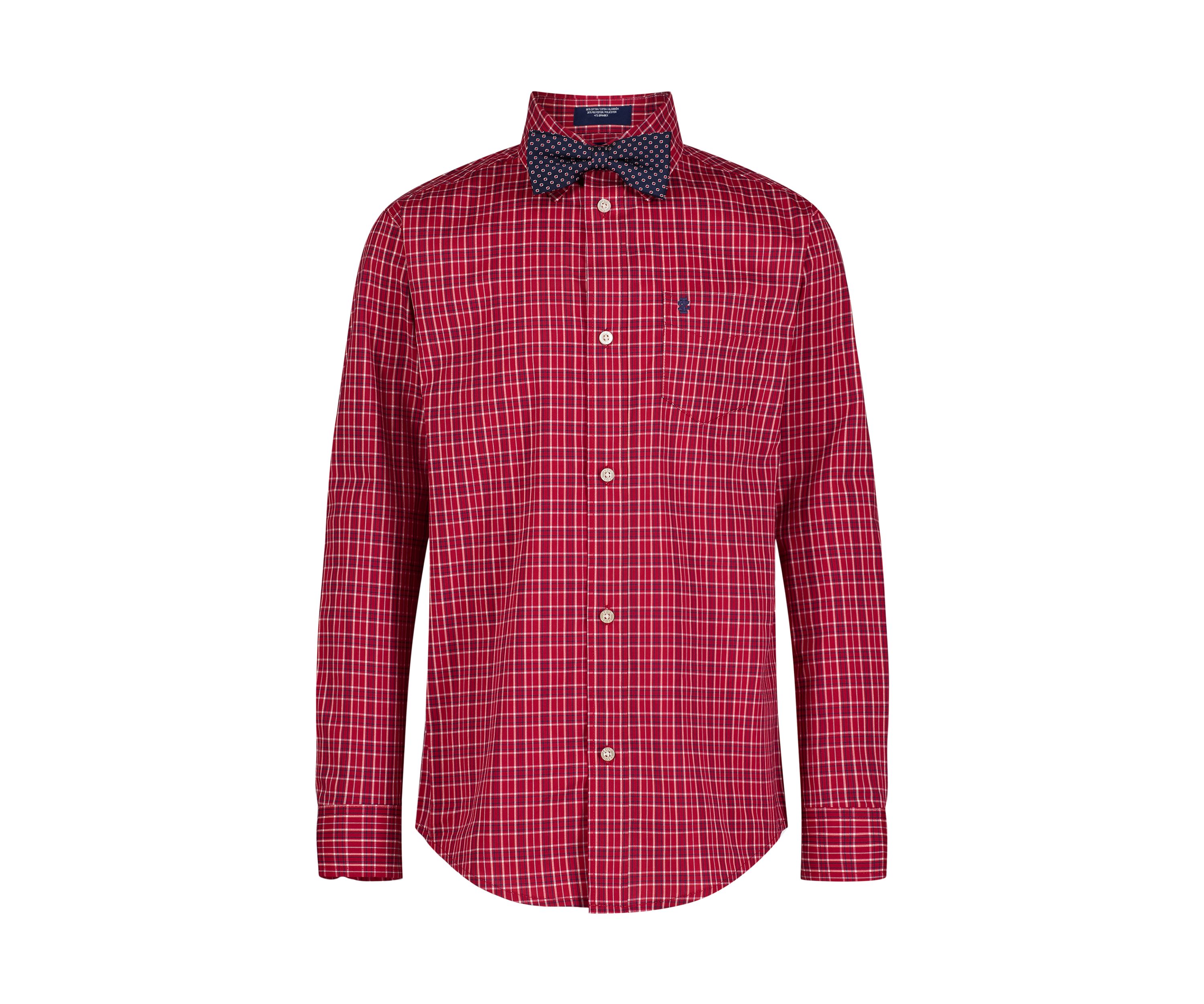 Boys 8-20 Long Sleeve Stretch Belfast Plaid Shirt & Bow Tie Set 