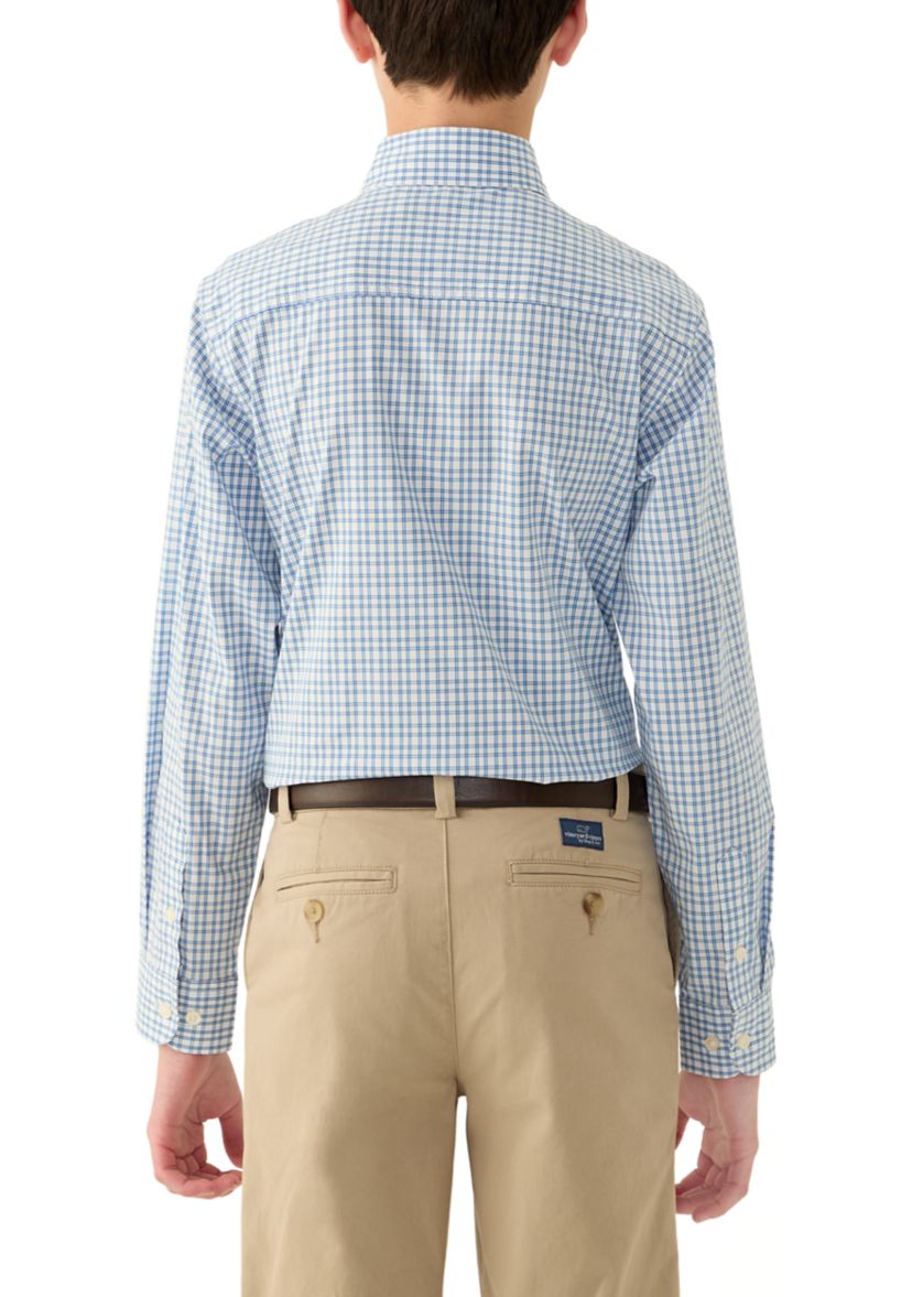 Boys 8-20 Long Sleeve Stretch Stony Hill Plaid Shirt and Tie