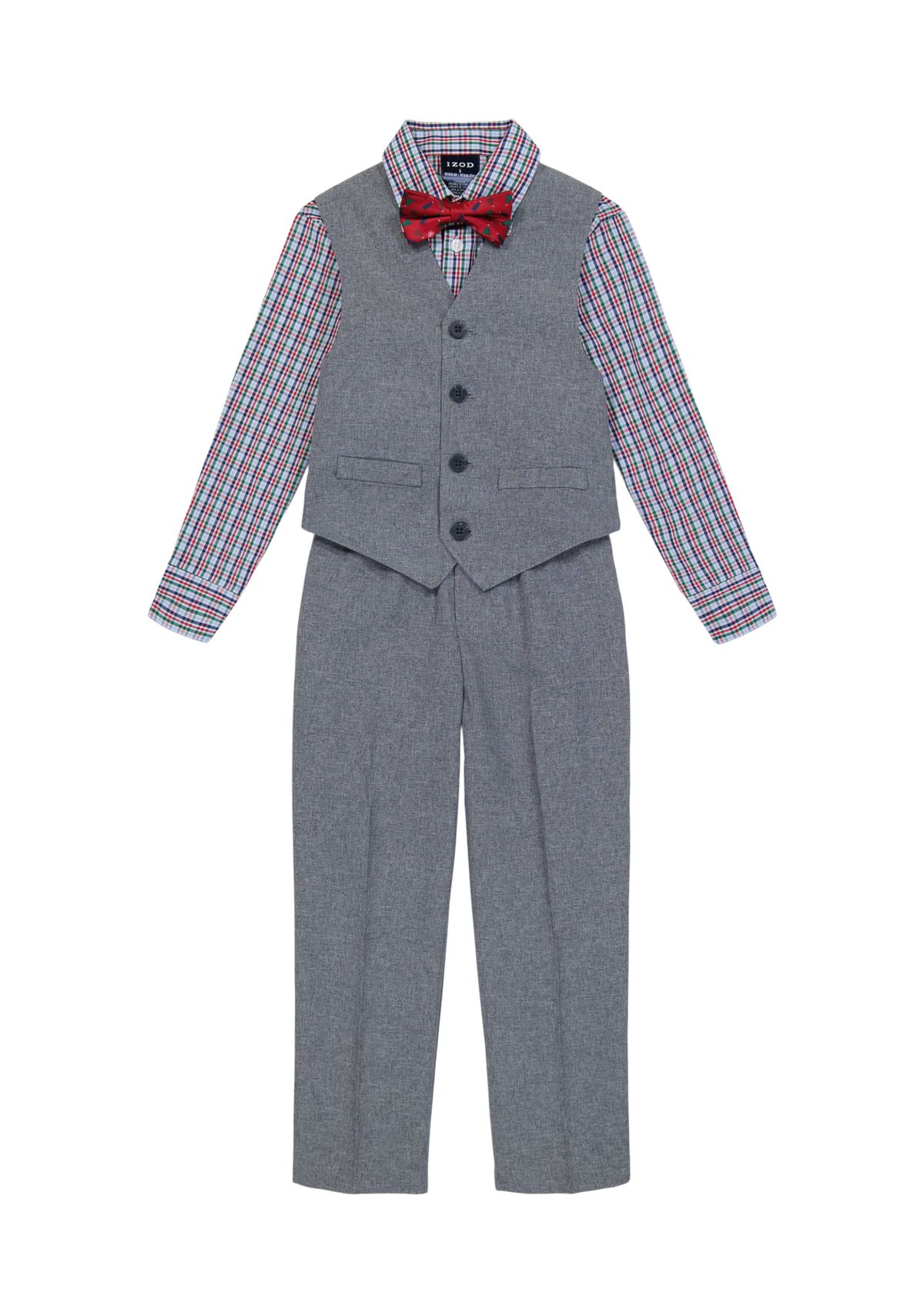 Boys 4-7 Holiday Heather Poplin Vest Set with Bowtie