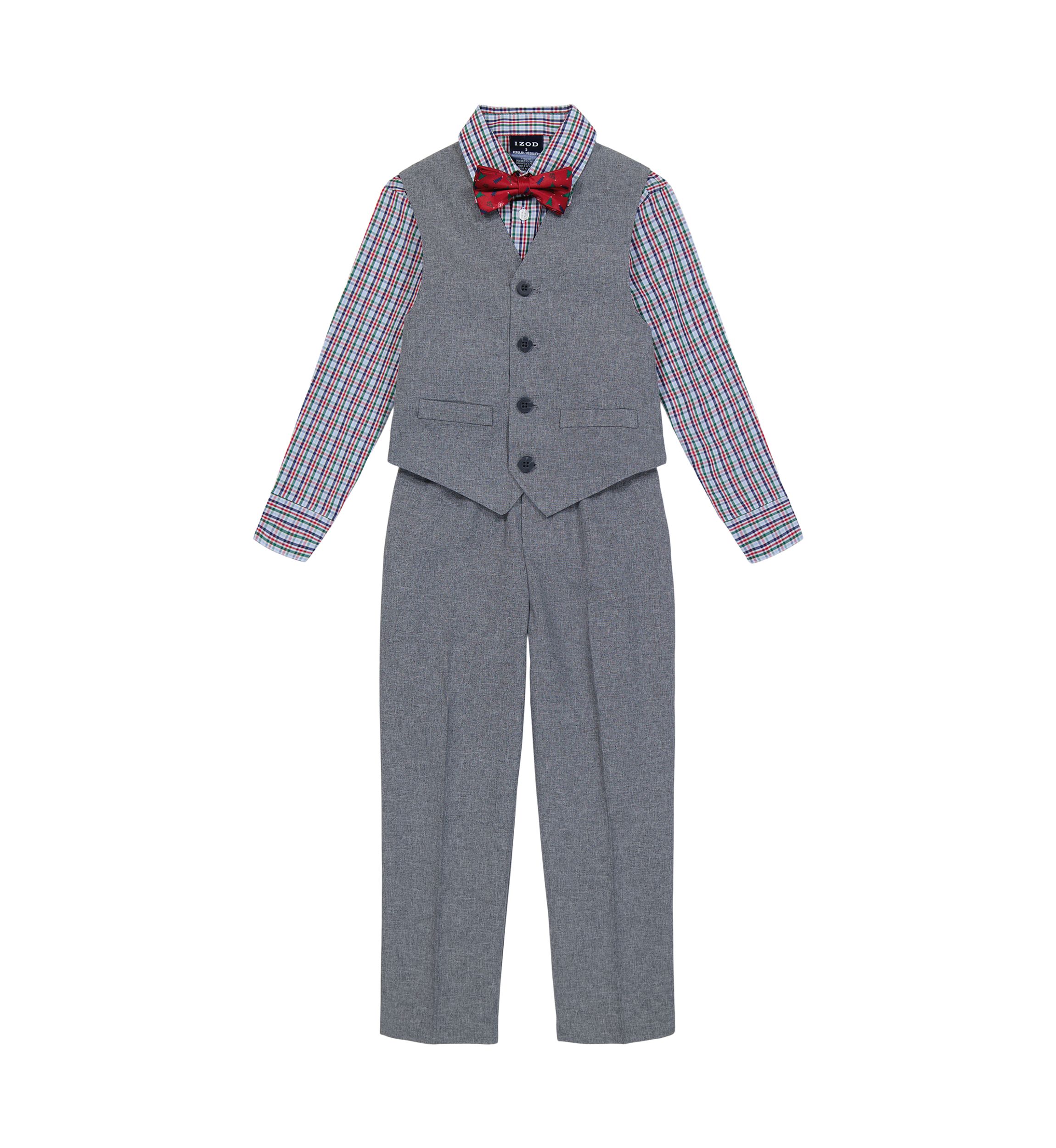 Boys 4-7 Holiday Heather Poplin Vest Set with Bowtie