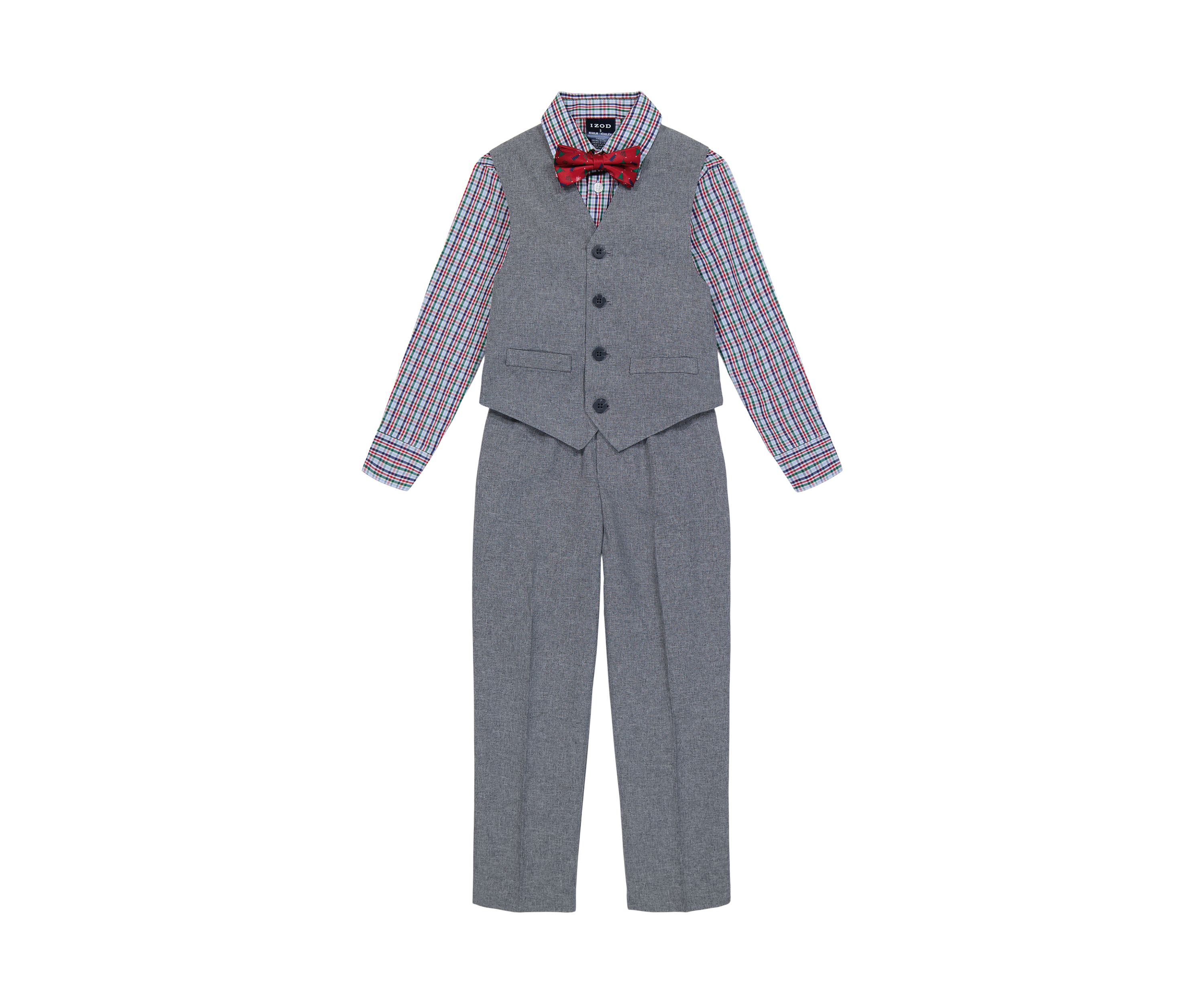 Boys 4-7 Holiday Heather Poplin Vest Set with Bowtie