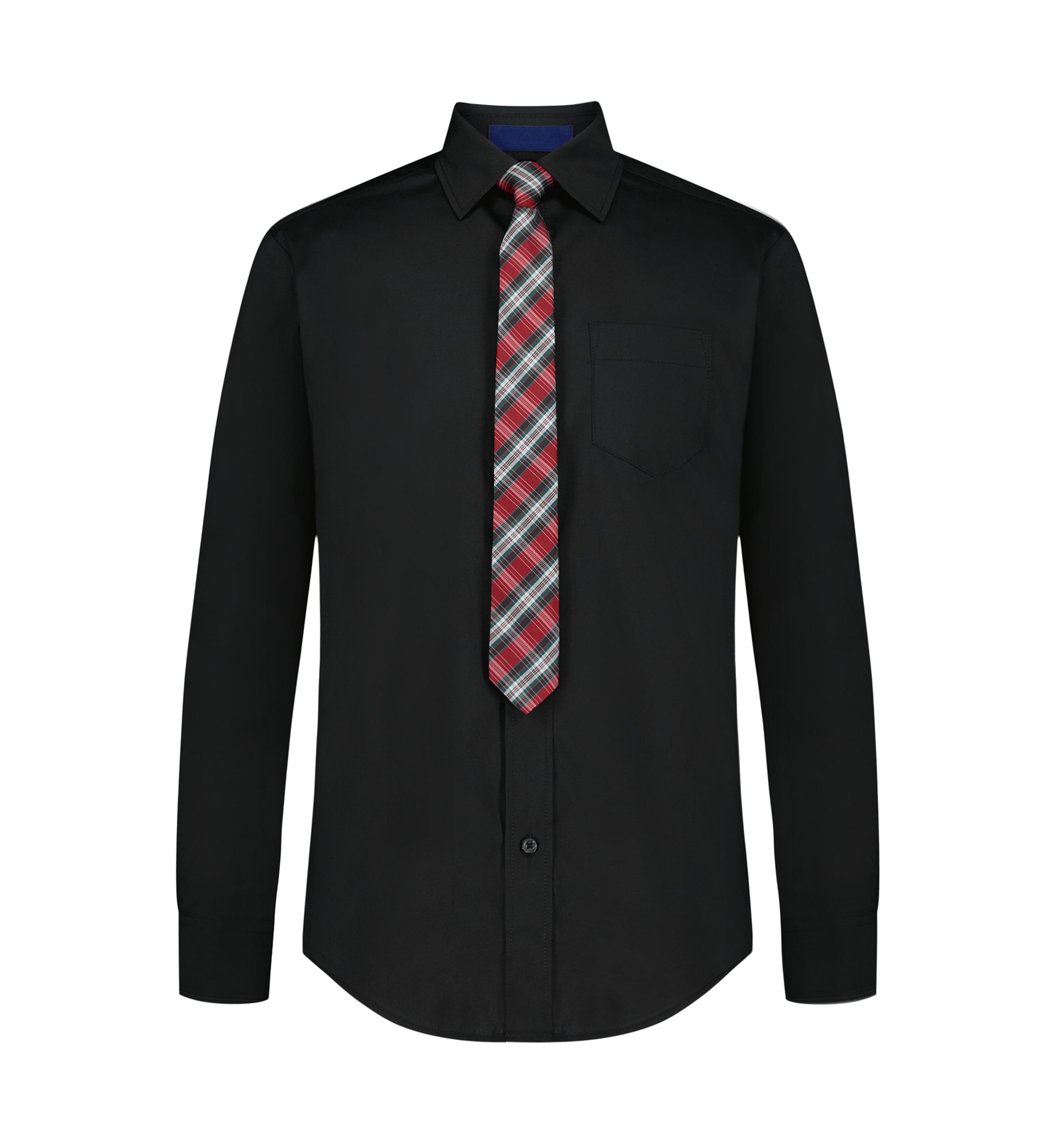 Boys 8-20 Long Sleeve Stretch Solid Poplin Shirt and Tie