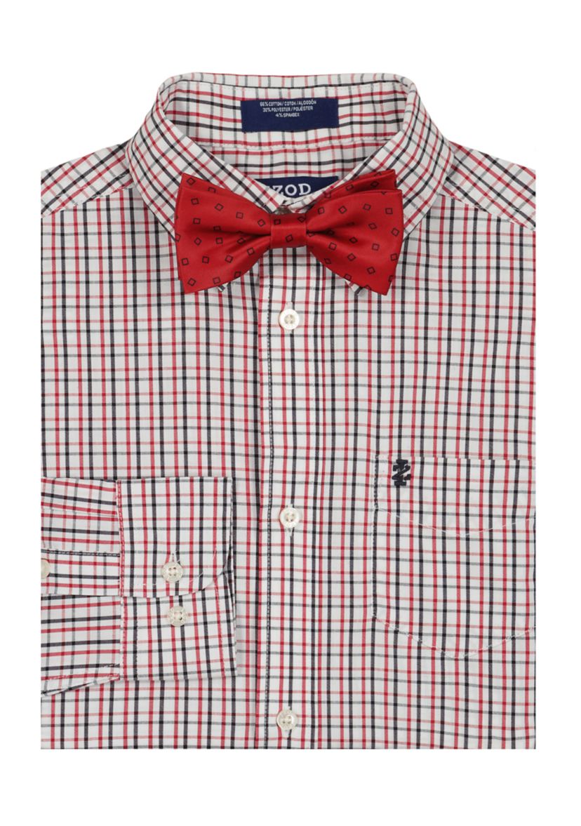 Boys 8-20 Long Sleeve Stretch Lambert Plaid Shirt & Bow Tie