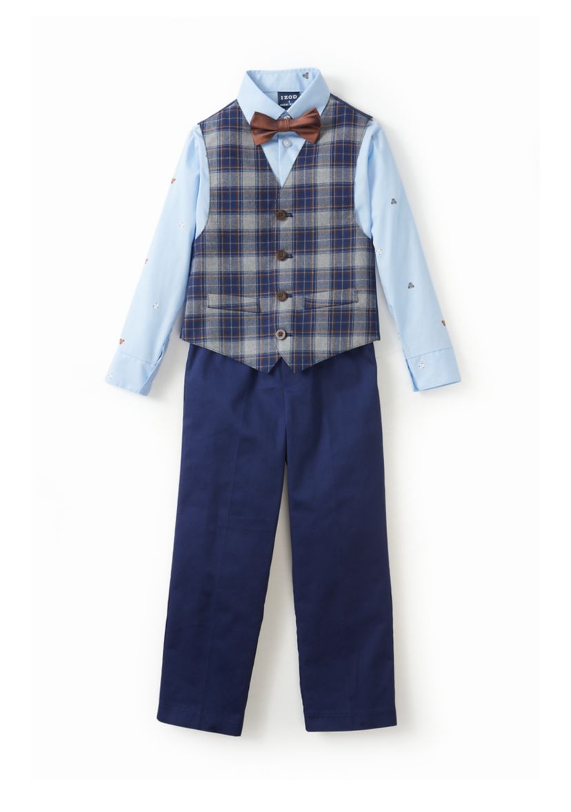 Boys 4-7x Plaid Duo Vest Set with Bow Tie