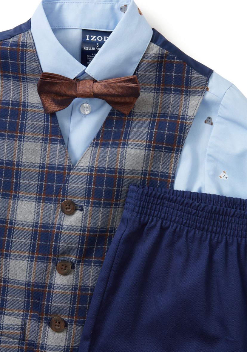 Boys 4-7x Plaid Duo Vest Set with Bow Tie